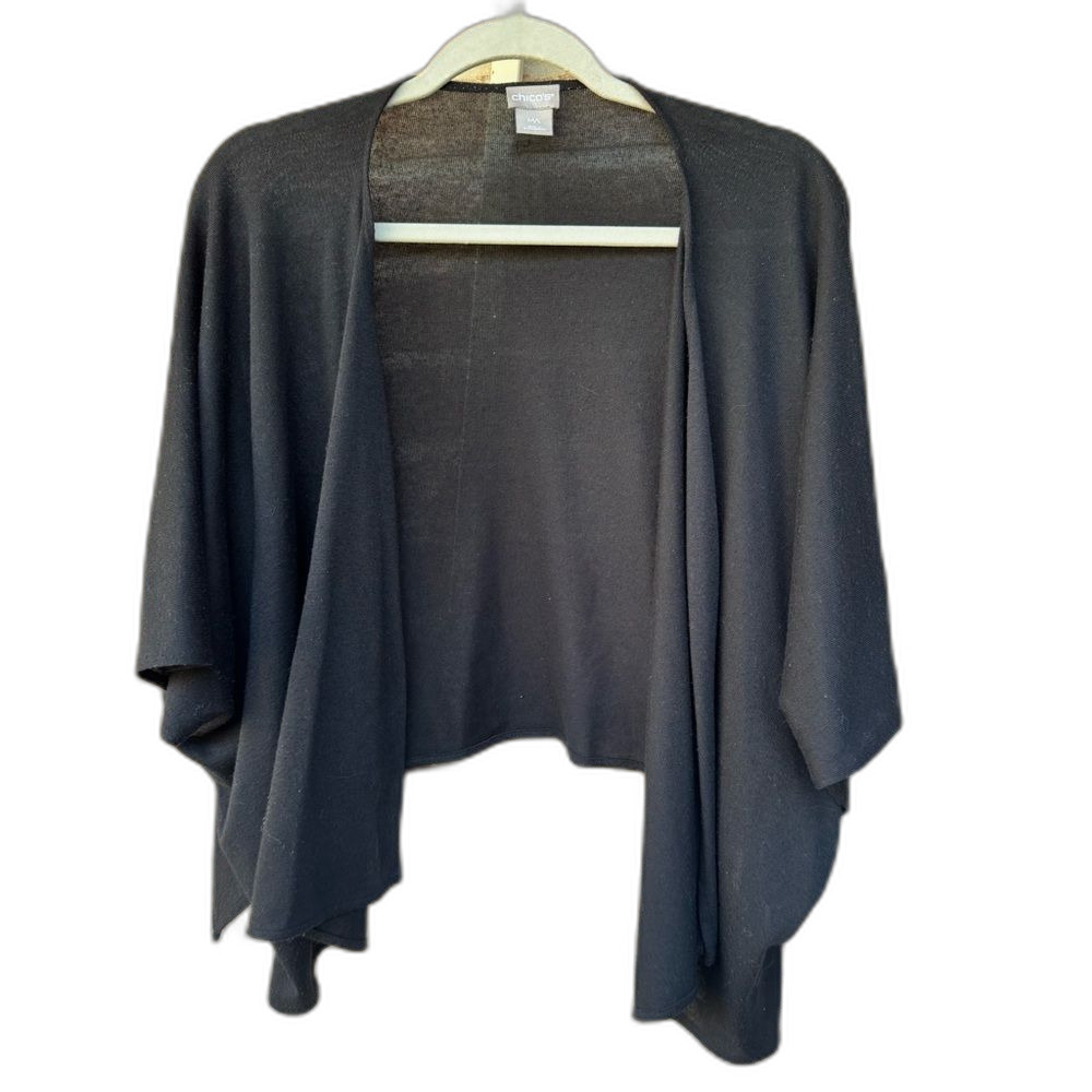 Chico's Black Open Front Cardigan Sweater M/L